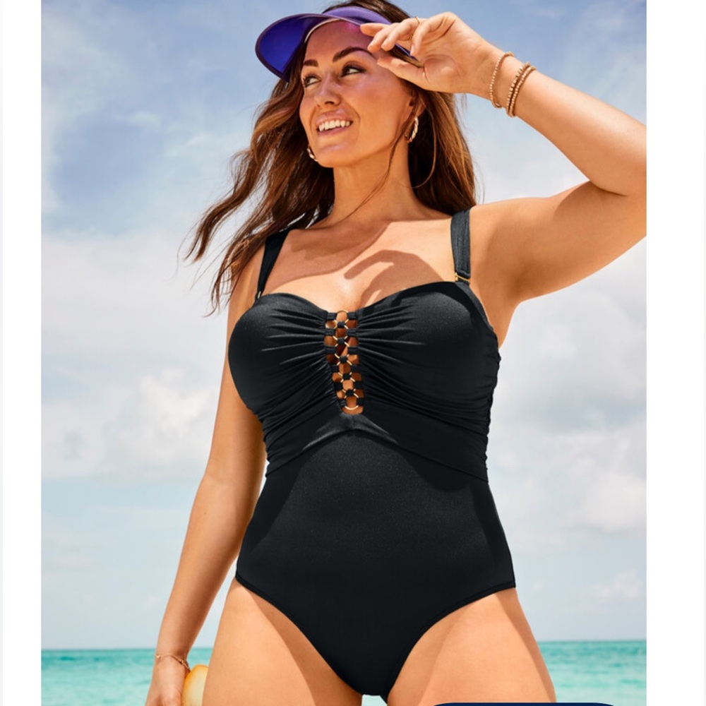 SHIRRED BANDEAU GOLDEN RING ONE PIECE